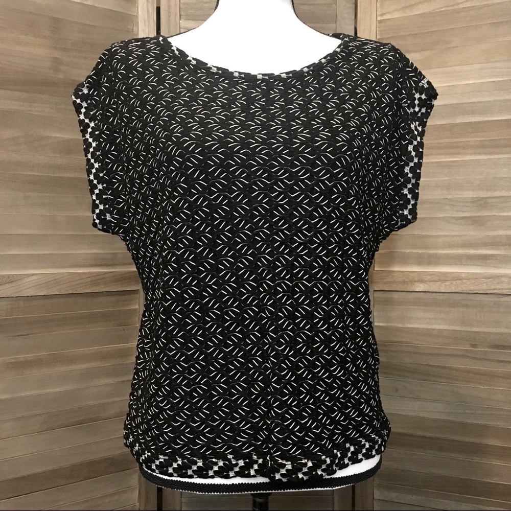 Anthropologie 9-H15 STCL Black and White Textured Top, Medium, NWOT